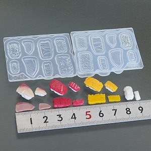 Härlig mat Sushi mini 3D nigiri sushi A (tonfisk, vit kropp, tamago) Högkvalitativ silikon mjuk form för lera / UV-harts från Japan C-765
