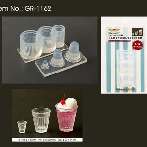 High Quality Silicone Soft Mold 1:12 Scale 3D Mini Retro Glass (Stripe) Mini Fake Food for UV Resin and Polymer Clay GR-1162
