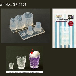 High Quality 3D Silicone Soft Mold 1:12 Scale Retro glass (round) Mold Mini Fake Food for UV Resin and Polymer Clay GR-1161