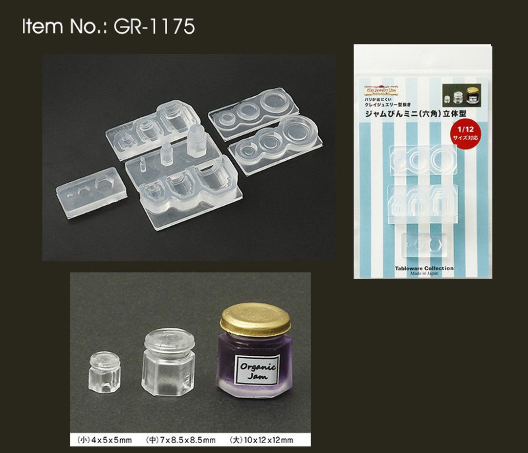 Jam Mold High Quality 3D Silicone Soft Mold 1:12 Scale Jam Jar hexagonal Mold ...
