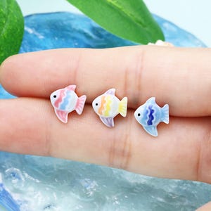 Ceramic Fish Stud Earrings: Colorful Nautical Jewelry