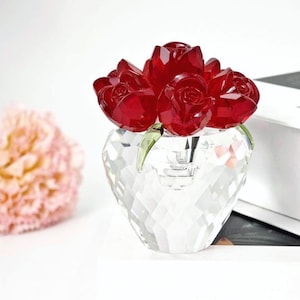 Crystal Glass Rose: Colorful Home Decor Accent, Special Gift