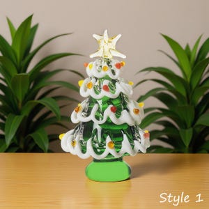Handmade Glass Christmas Tree Decorations,Artisanal Mini Christmas Trees,Unique Christmas Gift& Collectible Trees,Tabletop Accents(6 Styles)