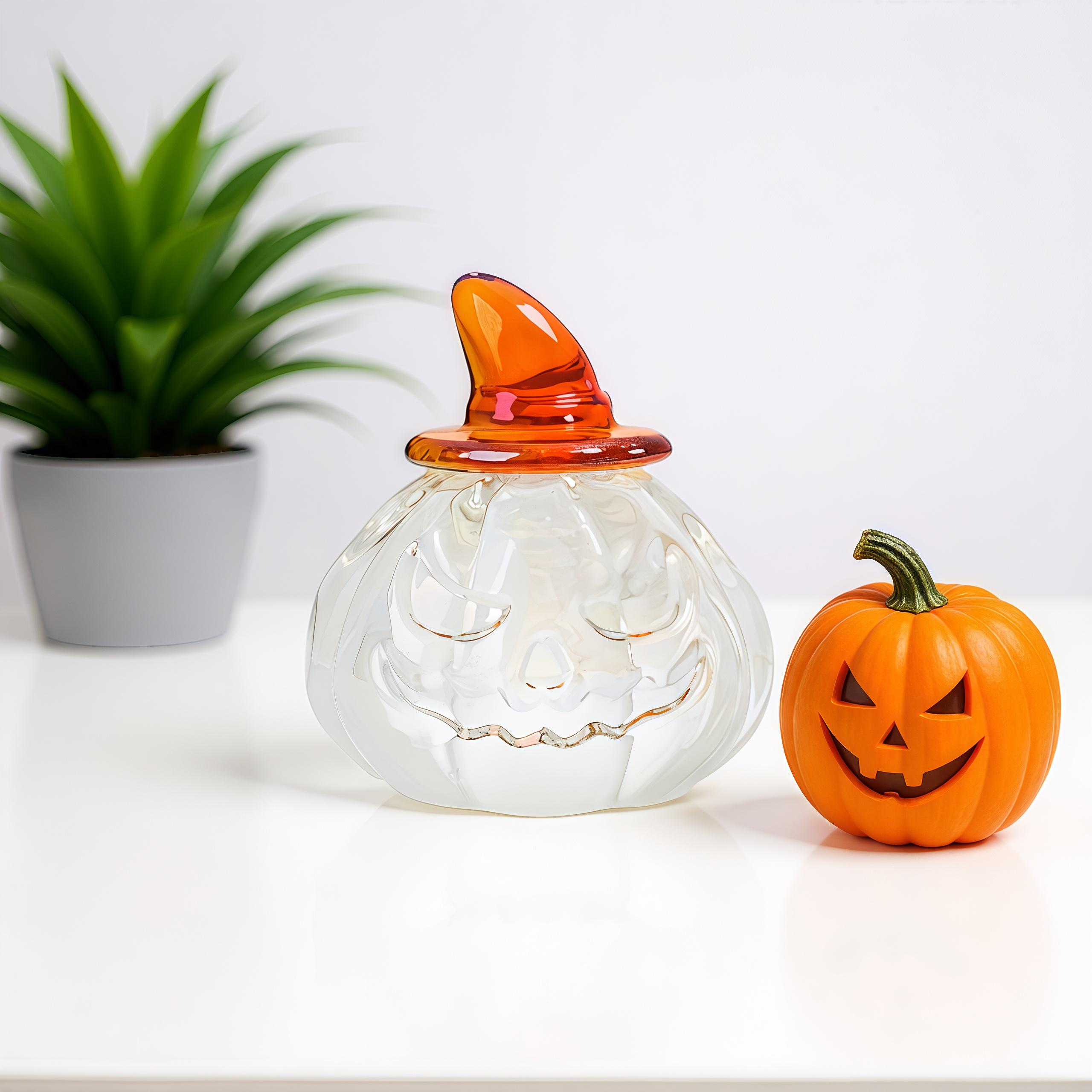 手作りのハロウィンガラスカボチャオーナメント、ステンドグラスの秋の