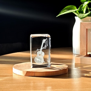 3D Laser Engraved Crystal Guitar and Piano Cubes|Classic Decorations Suitable for Various Spaces|desktop decoration|Healing Gift