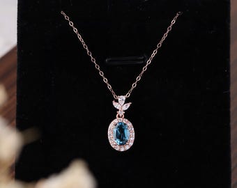 18K Gold Plated Silver Topaz Pendant Necklace, Delicate Women Jewelry, Gift for Mom