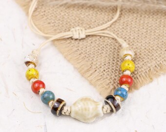 Handmade Ceramic Fish Bracelet – Colorful Ocean-Themed Beads