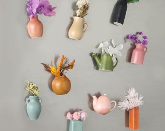 Imán de nevera con forma de jarrón de cerámica, mini jarrón magnético para flores, imán decorativo para el frigorífico, bonita decoración de cocina, regalo moderno para el hogar para amantes de las plantas.