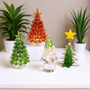 Handmade Mini Glass Christmas Tree Ornament, Mini Christmas Decoration, Glass Holiday Decoration, Festive Tabletop Accents, Christmas Gift