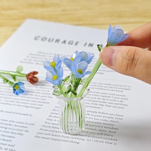 7 Pcs Handblown Glass Flower Bouquet | Mini Vase | Handmade Desk Decor Gift