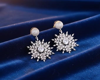 Orecchini fiocco di neve a mezzo cerchio - Oricami Japanesehandmade