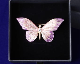 赤い蝶、宝石の蝶、蝶のブローチ、蝶のピン、輝く蝶、赤い蝶、蝶の