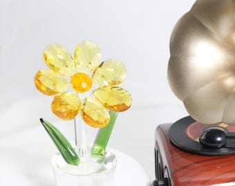 Handmade K9 Crystal Sunflower Figurine, Home Decor Accent