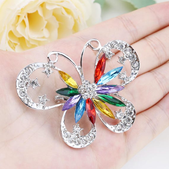 Crystal Butterfly Brooch, Rhinestone Colorful Jewelry  display picture 2