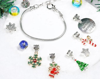 Kit para hacer pulseras navideñas, actividad para fiestas navideñas, regalo festivo para niños