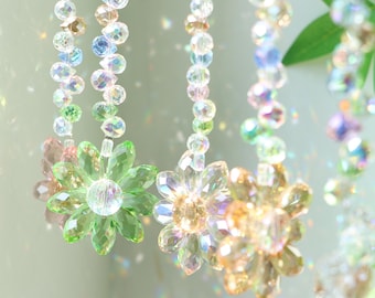 Rainbow Maker Crystal Flower Suncatcher | Handmade Light Catcher | Gift for Flower Lovers