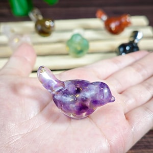 1&quot;Natural Crystal Bird Carvings,Amethyst/Rose Quartz/Lapis Lazuli/Aventurine/Red Jasper/Obsidian/Tiger Eye Sculptures,Gemstone Bird Figurine