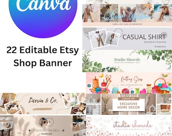 22 Editable Etsy Shop Banner Templates: Canva Bundle (Digital Download)