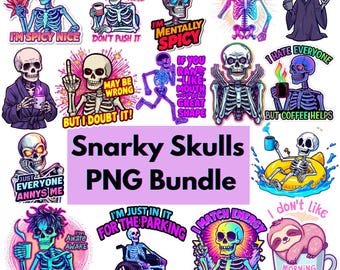 Funny Sarcastic Skulls PNG Sublimation Bundle (5000x5000 px)