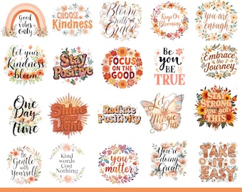 Boho Motivational Quotes Png, Mental Health Inspirational Quotes Png, Boho Floral Png, Positive Vibes Gift, Affirmations Png