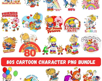 80s Cartoon PNG Clipart Bundle | Retro Digital Graphics for Crafts, Stickers & Prints