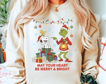 Funny Snoopy and Grinch Christmas PNG, Peanuts Holiday Cartoon (Digital Download)