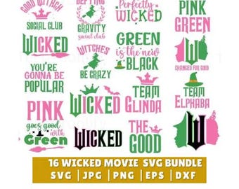 Pink and Emerald Witch SVGs for T-shirts, Stickers & Crafts — Digital Download