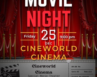 Billet classique pour une soirée cinéma – Modifiable et imprimable