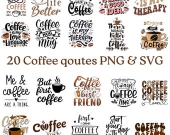 Coffee Quotes PNG Bundle, Coffee Lover Designs (Digital Download)