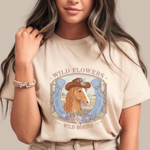 Wildflowers & Wild Horses Shirt | Country Girl Concert Tee | Cottagecore Cowgirl Western Gift | Floral Horse Graphic T-Shirt