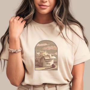 Important Things Cat Shirt | Cute Chubby Cat in Cardboard Box Tee | Whimsical Pet Lover Gift | Cozy Aesthetic Cat Mom T-Shirt Gift