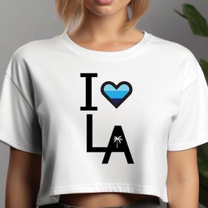 I Love La, Women&#39;s Cropped Tee, Los Angeles T-Shirt, Women&#39;s Cropped T-Shirt, I HEART LA, Women&#39;s Graphic Tee, Support LA Firefighters