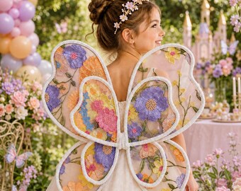 Embroidered Lace Double Layer Fairy Wings with LED Lights – Double Butterfly Costume for Girls