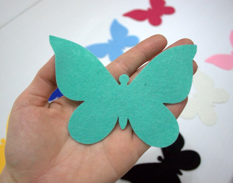 12 Pieces Die Cut Large Felt Butterflies Mixed Colors Etsy