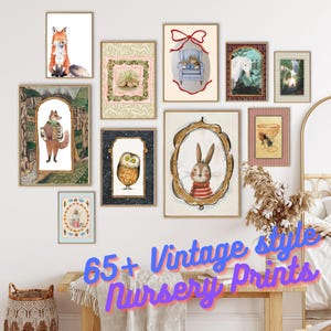 Vintage Woodland Animal Nursery Prints Baby Animal Printable Wall Art Rustic Baby Room Decor Instant Download Nursery Gallery Wall Art Set