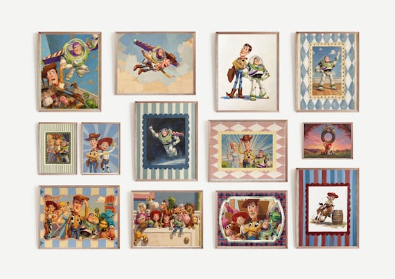Vintage Toy Nursery Wall Art Set of 20 | Mischievous Toy Prints | Storybook Kids Room Decor | Playroom Gallery Wall | Digital Download