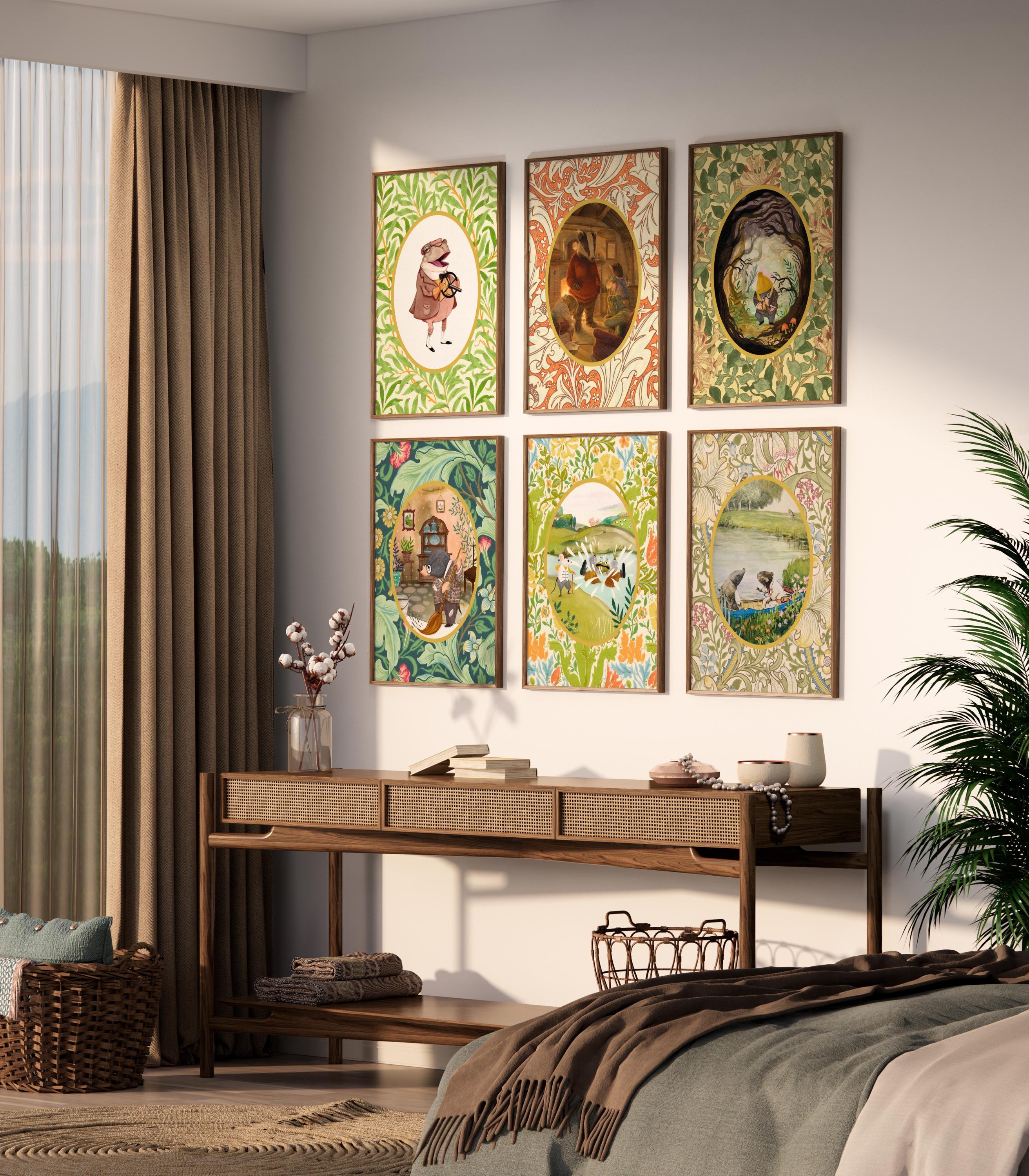 Nursery Gallery Wall Vintage Illustration The Wind in the Willows Printable Poster Set Storybook downloadable classic children's literature