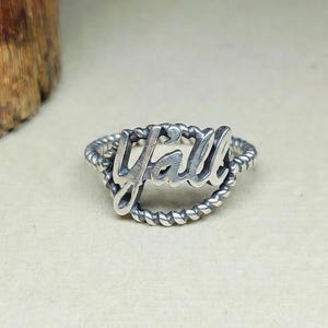 Anillo con nombre personalizado, anillo con escritura personalizada, plata de ley 925, anillo con nombre de cuerda trenzada, joyería con palabra personalizada de estilo vintage