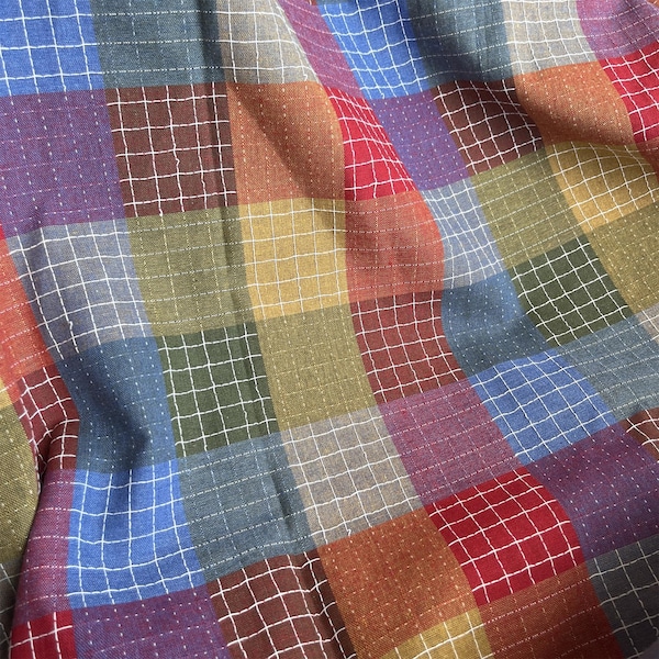 Colorful Patchwork Fabric, Plaid Cotton Fabric, for Skirts, Shirts, Dress, Garment, Tablecloth, Hairbands, Tops, 1 Yard