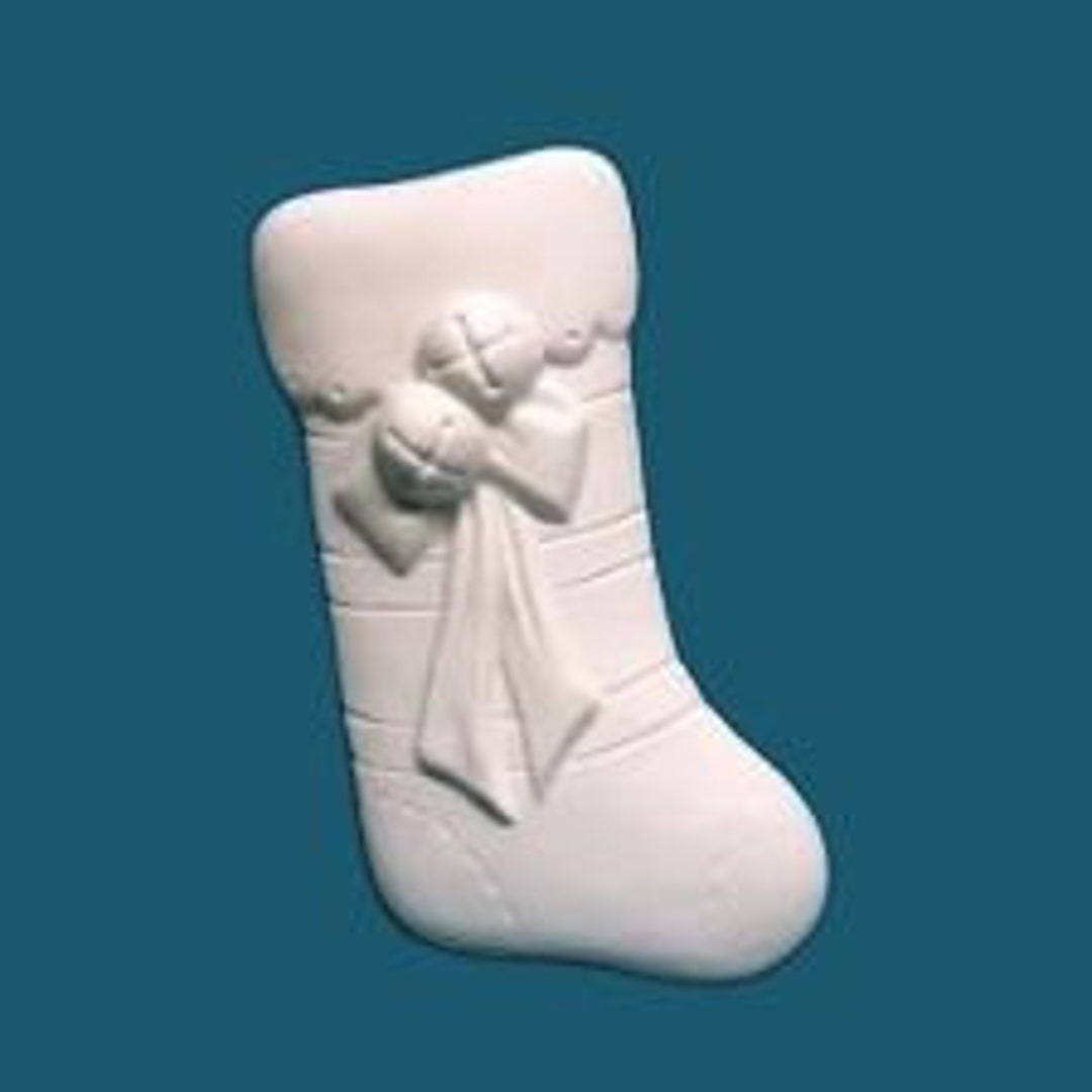 Ready to Paint Plaster, Christmas Stocking, Ornament, U Paint, DIY