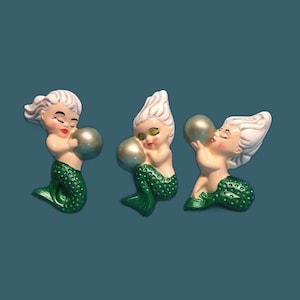 Ready To Paint Plaster, 3 pc Vintage Mermaid Babies, Wall Décor, U Paint, Plaster, PlasterCraft, Kids Crafts, DIY Chalkware, Gift,  Bathroom