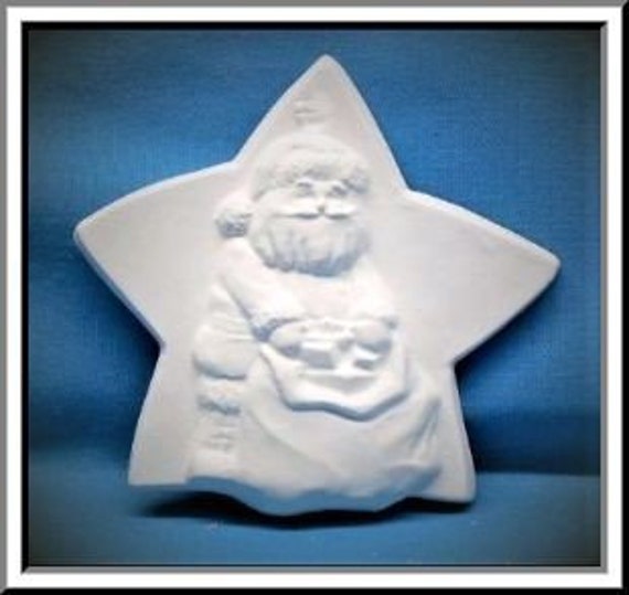 Ready To Paint Plaster Santa With Gifts on Star Background | Etsy