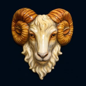 Ready To Paint Plaster, Ram Head, Kids Crafts, DIY Chalkware, Flat Back