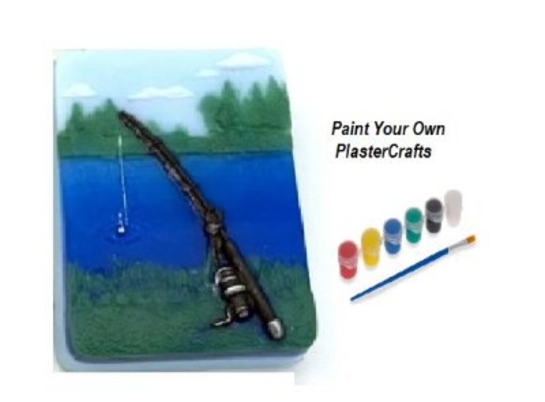 Ready to Paint Plaster Fishing Rod Fishing Pole U Paint DIY Etsy