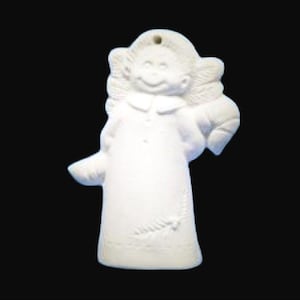 Ready To Paint Plaster, Angel Hiding Candy Cane, Angel, Christmas, U Paint, DIY Plaster, PlasterCraft, Kids Crafts, Chalkware, Flat Back