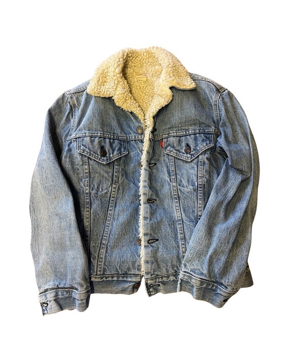 Vintage 00s Y2K Levi’s Pop Button Sherpa Distressed Denim Jacket L XL