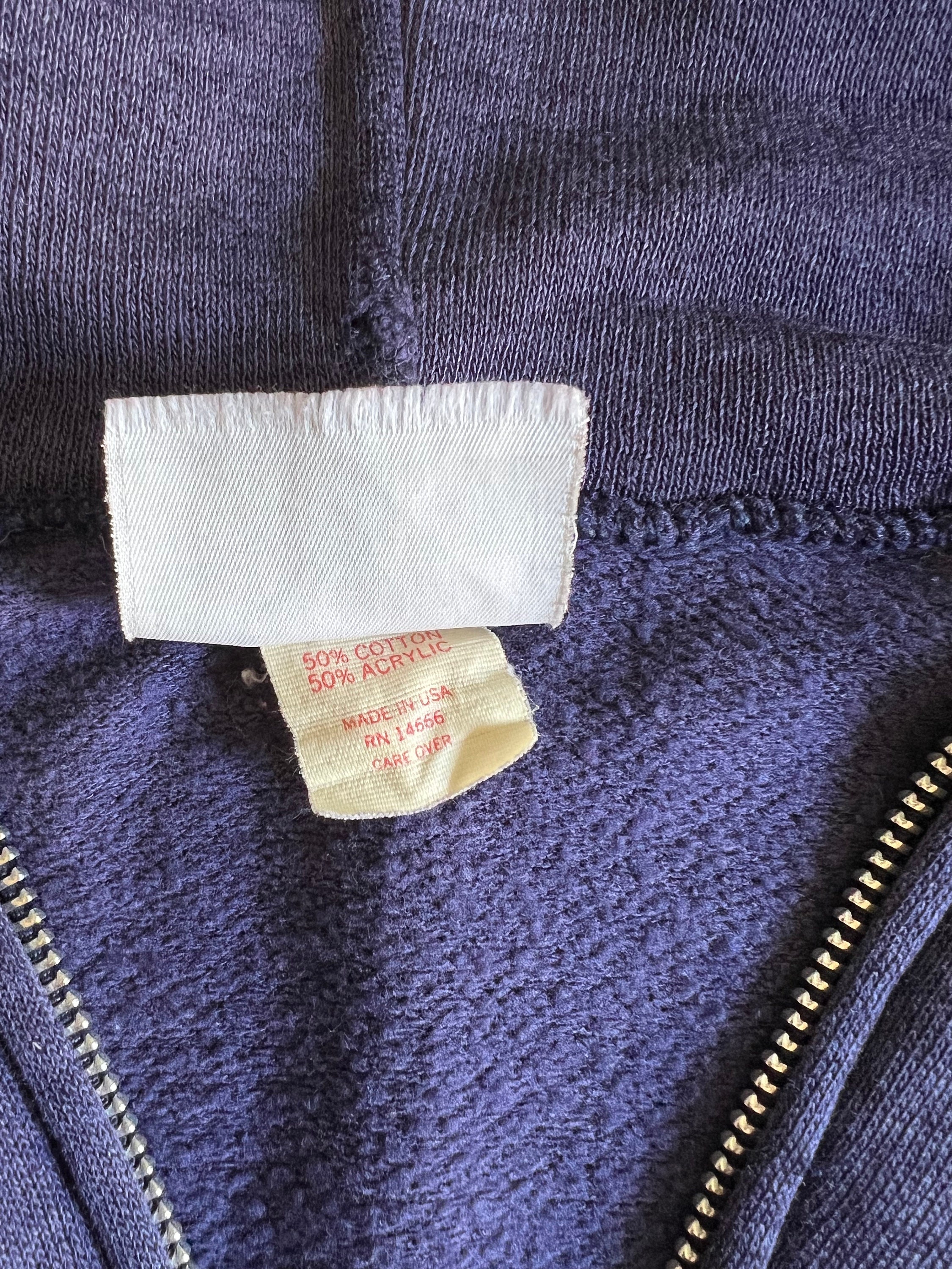 Vintage 70's/80's Distressed Navy Zip Front Hoodie Soft Thin