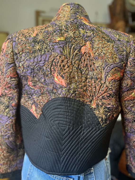 Vintage Thai Silk Quilted Crop Jacket - image 5