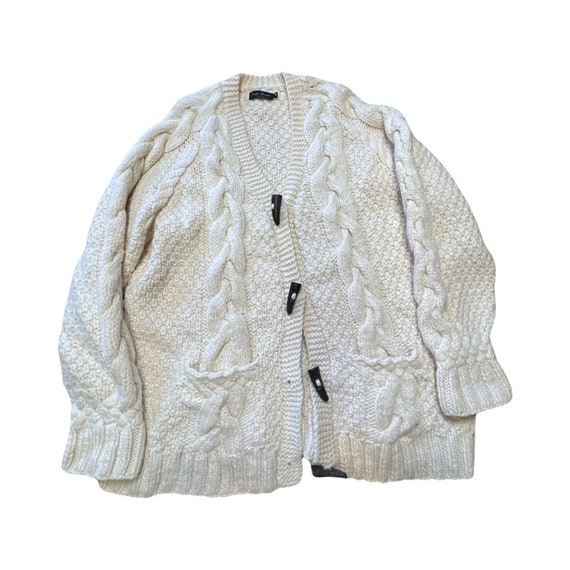 Hand Knit Fisherman Cable Knit Cardigan M/L