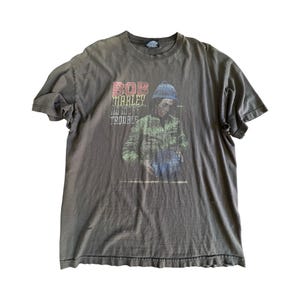 Vintage 90s Distressed Bob Marley No More Trouble Brown Tee